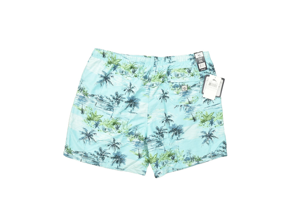 Joe Marlin Unwind Men's XXL Swim Trunks Seaforest Blue Tropical Palm Tree Print